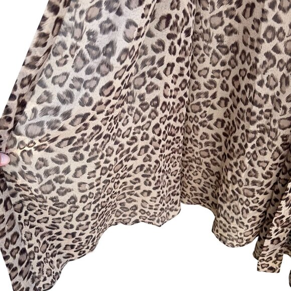 Susan Graver Style Womens Leopard Print Semi Sheer Duster Cardigan Missy Size - Picture 3 of 8